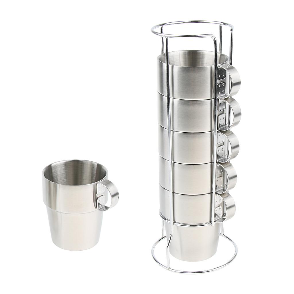 6 Pieces Stainless Steel Double Insulated Vacuum Coffee Mugs Water Tea Cup