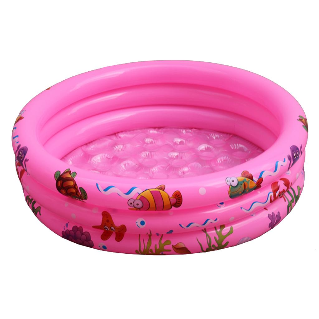 Inflatable Triple Ring Children's Swimming Pool 35x10inch pink