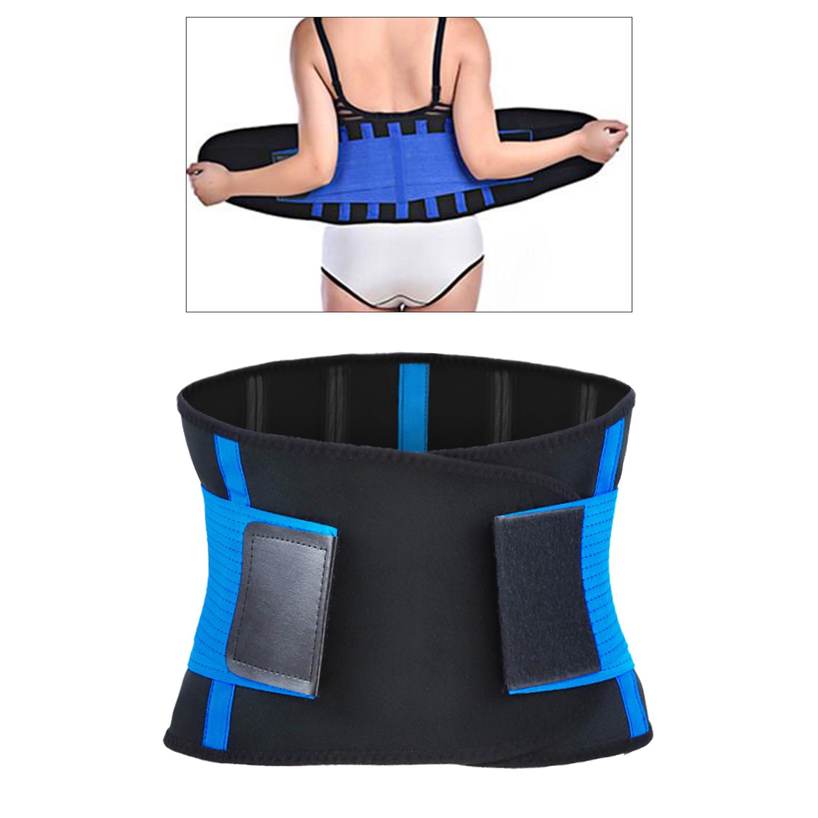 Adjustable Neoprene Lumbar Support Back Belt Brace Sweat Suit L blue