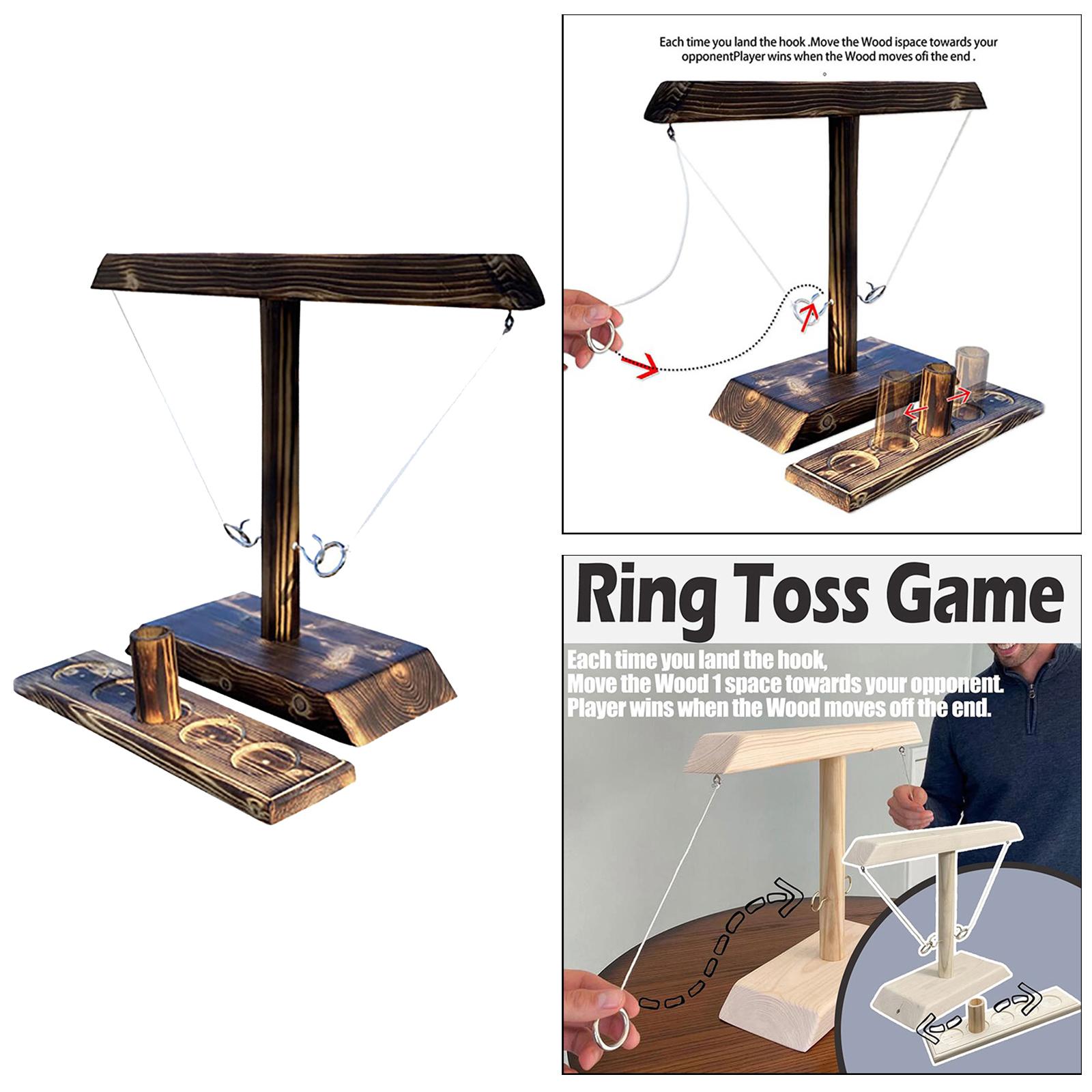 Hook Ring Toss with Shot Ladder Bundle Game Backyard Outdoor Wooden