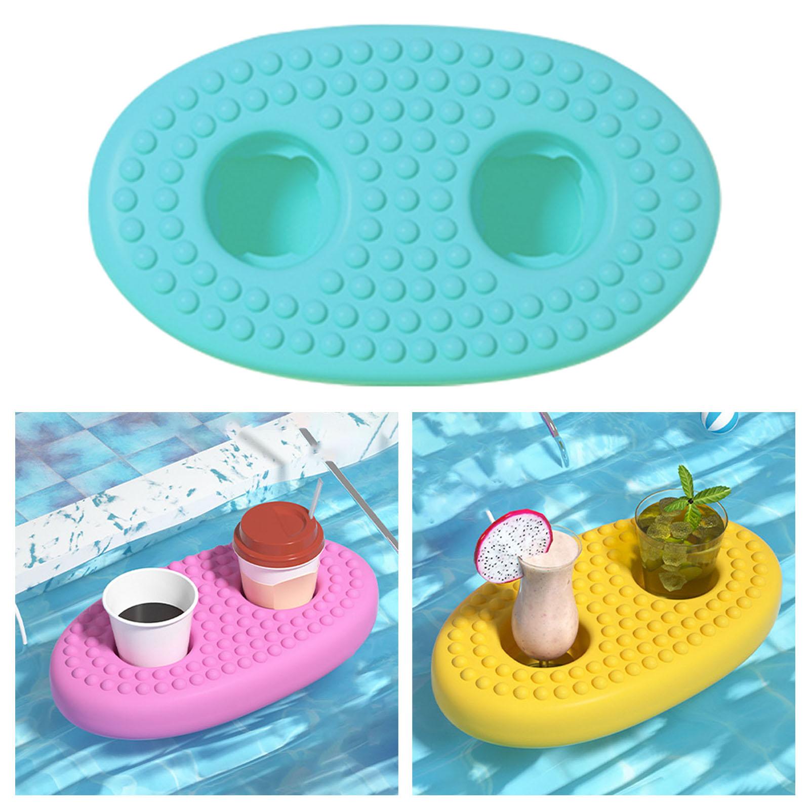 Inflatable Float Cup Pad for Swimming Pool Beverage Bottle Beach green
