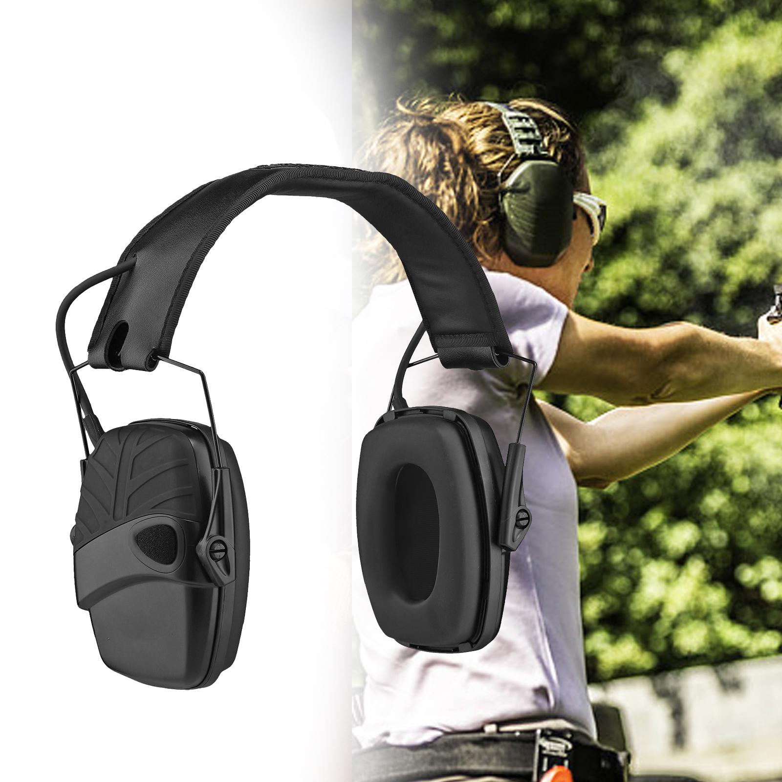 Ear Muffs Folding Hearing Protection for Construction Mowing Team Activities Black