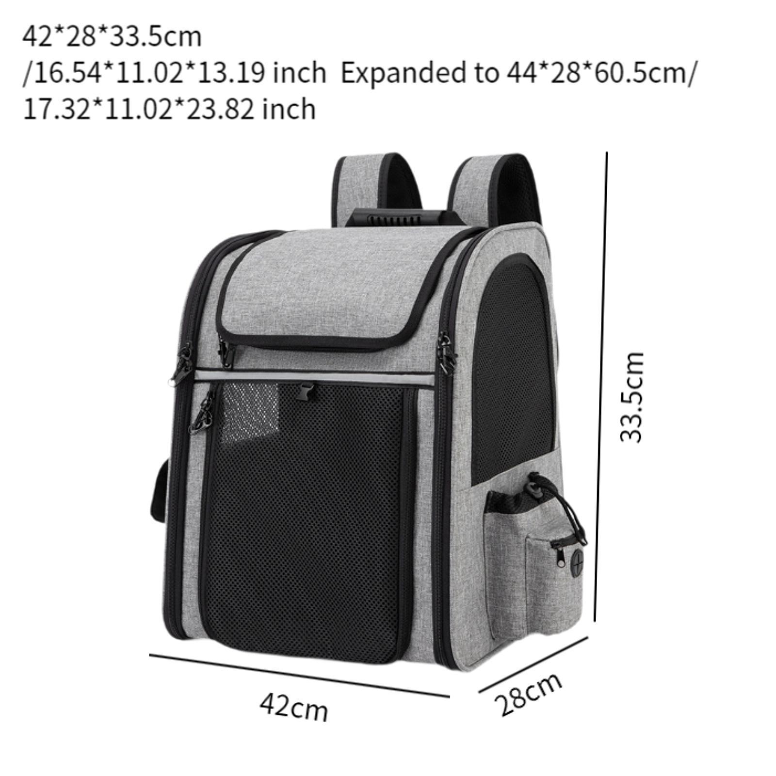 Pet Backpack Carrier Lightweight Portable Carrying Bag Traveling Sightseeing Gray
