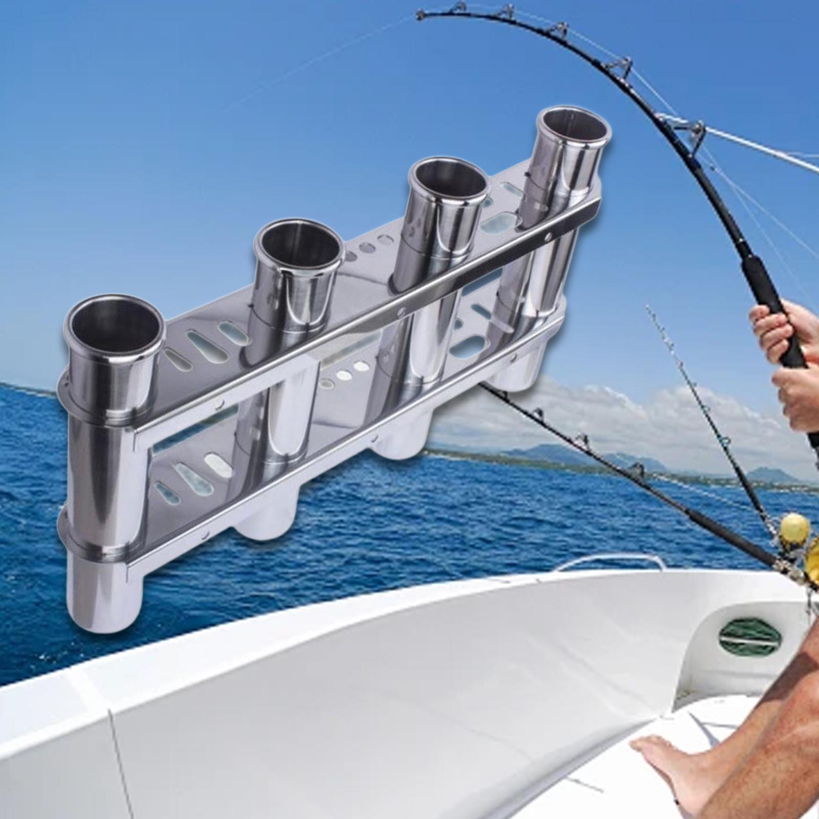 Fishing Rod Holder Stainless Steel Space Saving Freshwater Saltwater Bracket 4 Tube