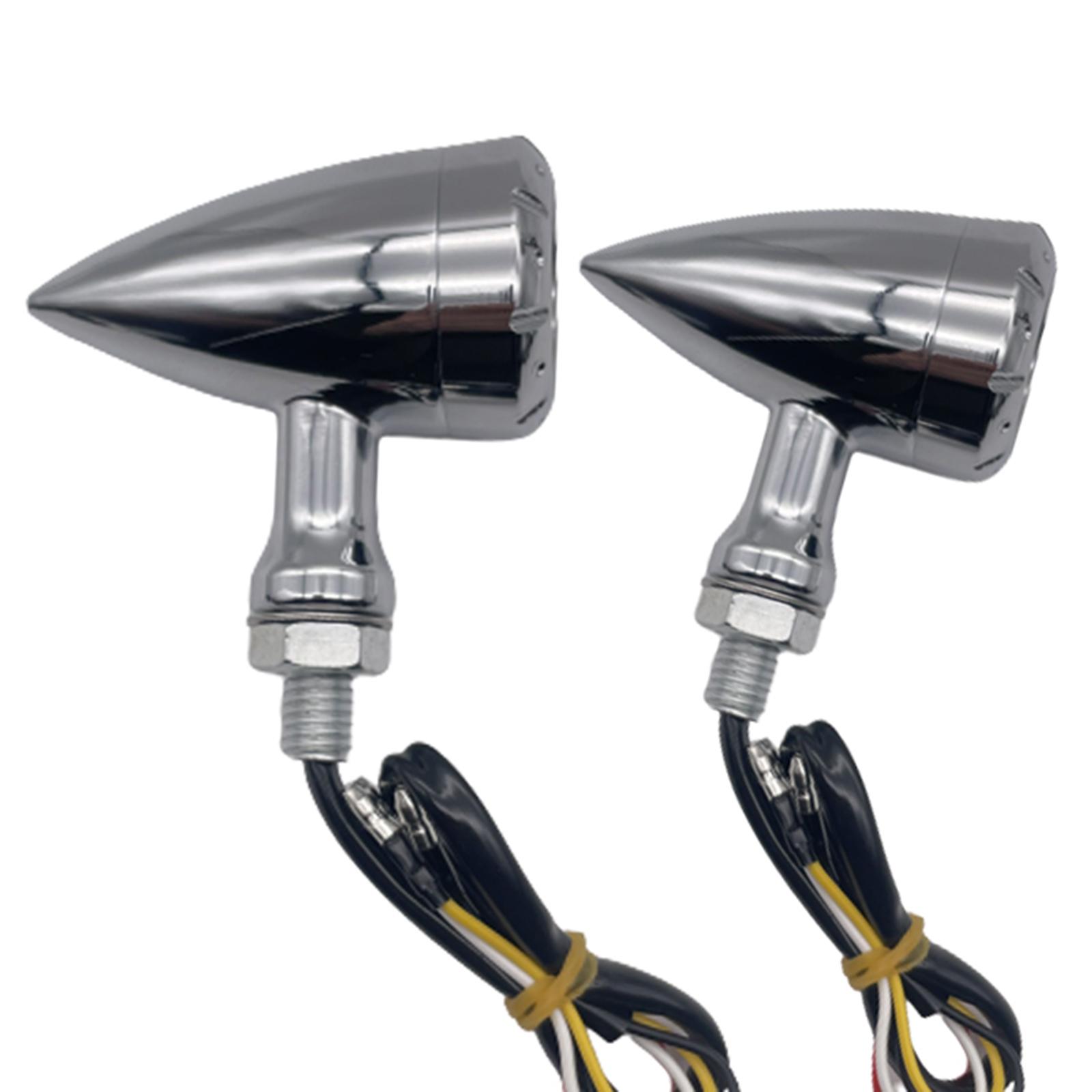 2Pcs LED Turn Signal Light Waterproof Durable Motorcycle  silver