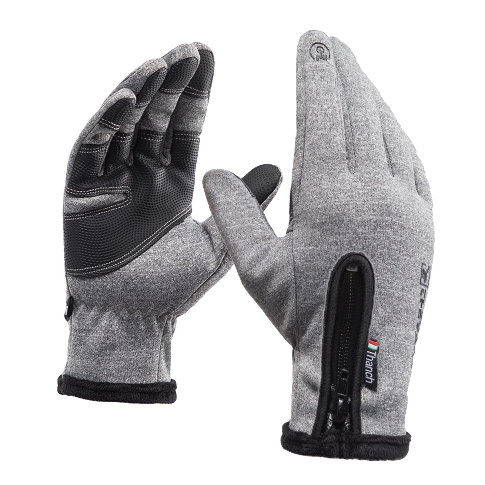 Winter Warm Touch Screen Gloves Waterproof Anti Slip Cycling Glove Gray XXL