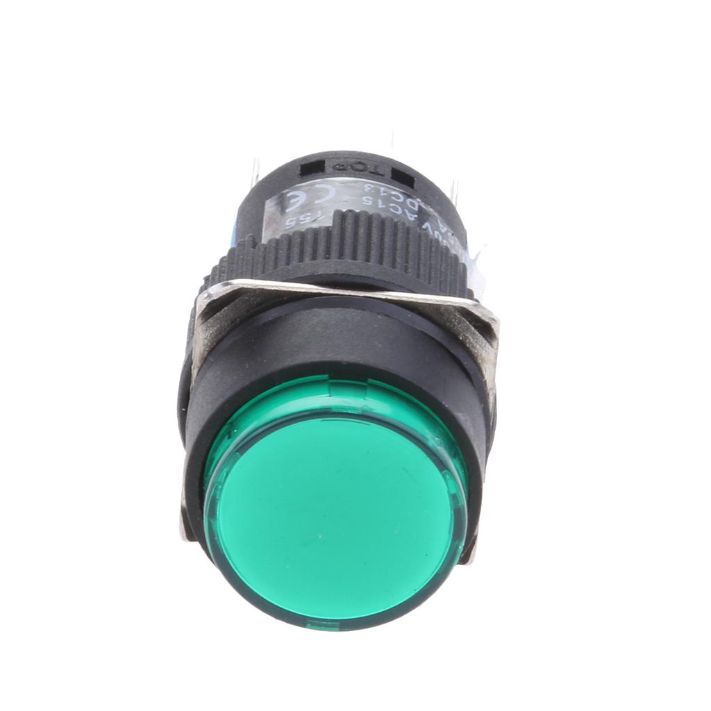 Plastic Non-Locked LED 16mm Momentary Push On Button Switch Self-Reset 