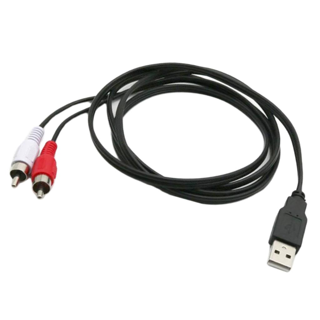 USB A Male Plug To 2 RCA Female AV Cable Adapter TV Television Cable 1.5m