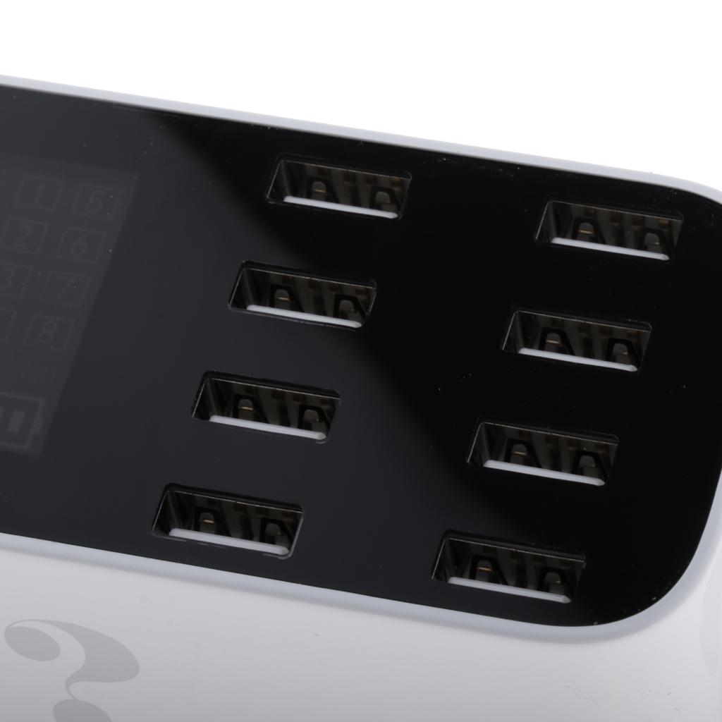 8 Ports USB Charger LCD Display Hub for Laptop Tablets Phone Charging EU