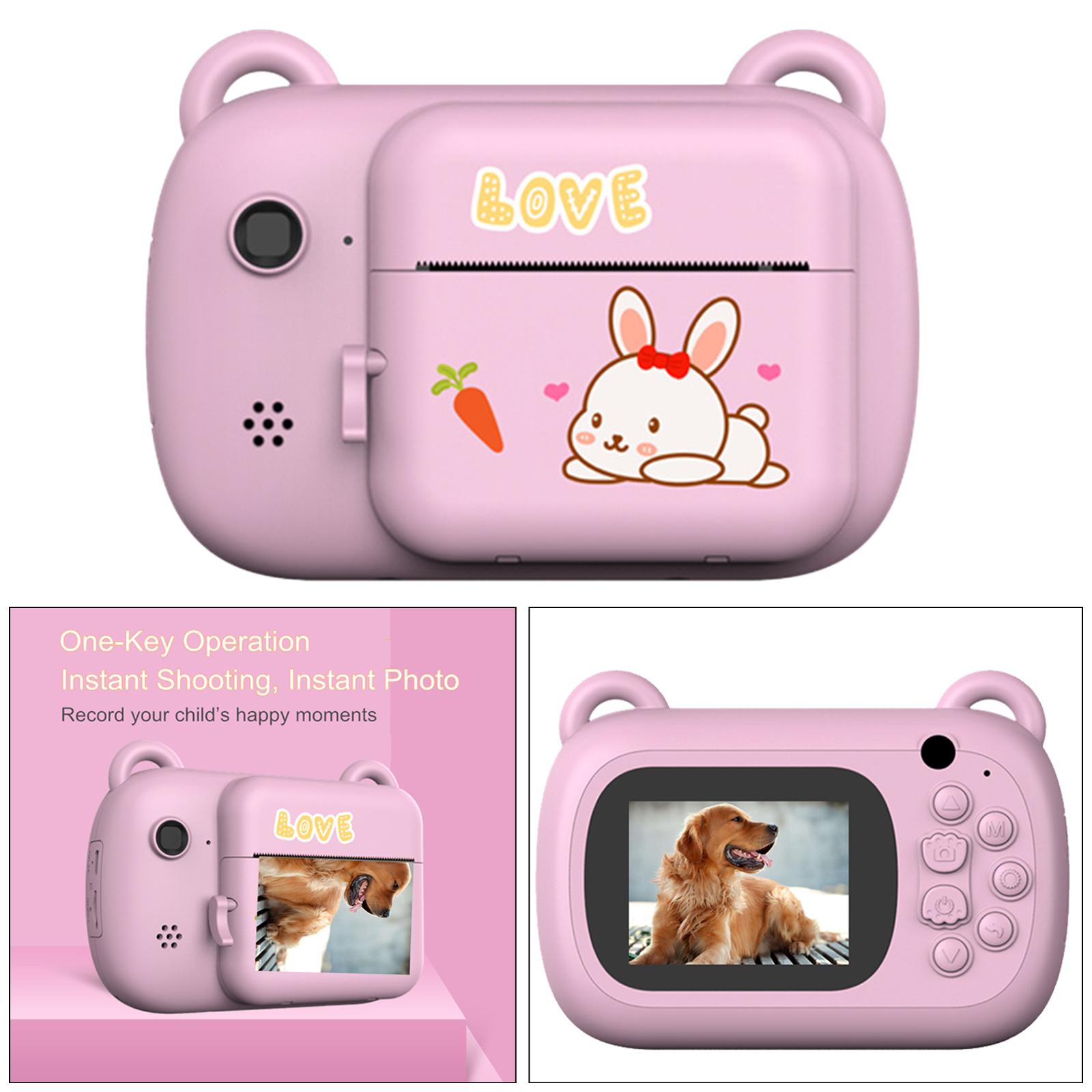 Children Digital Instant Print Camera Durable for Birthday Gift Student Pink