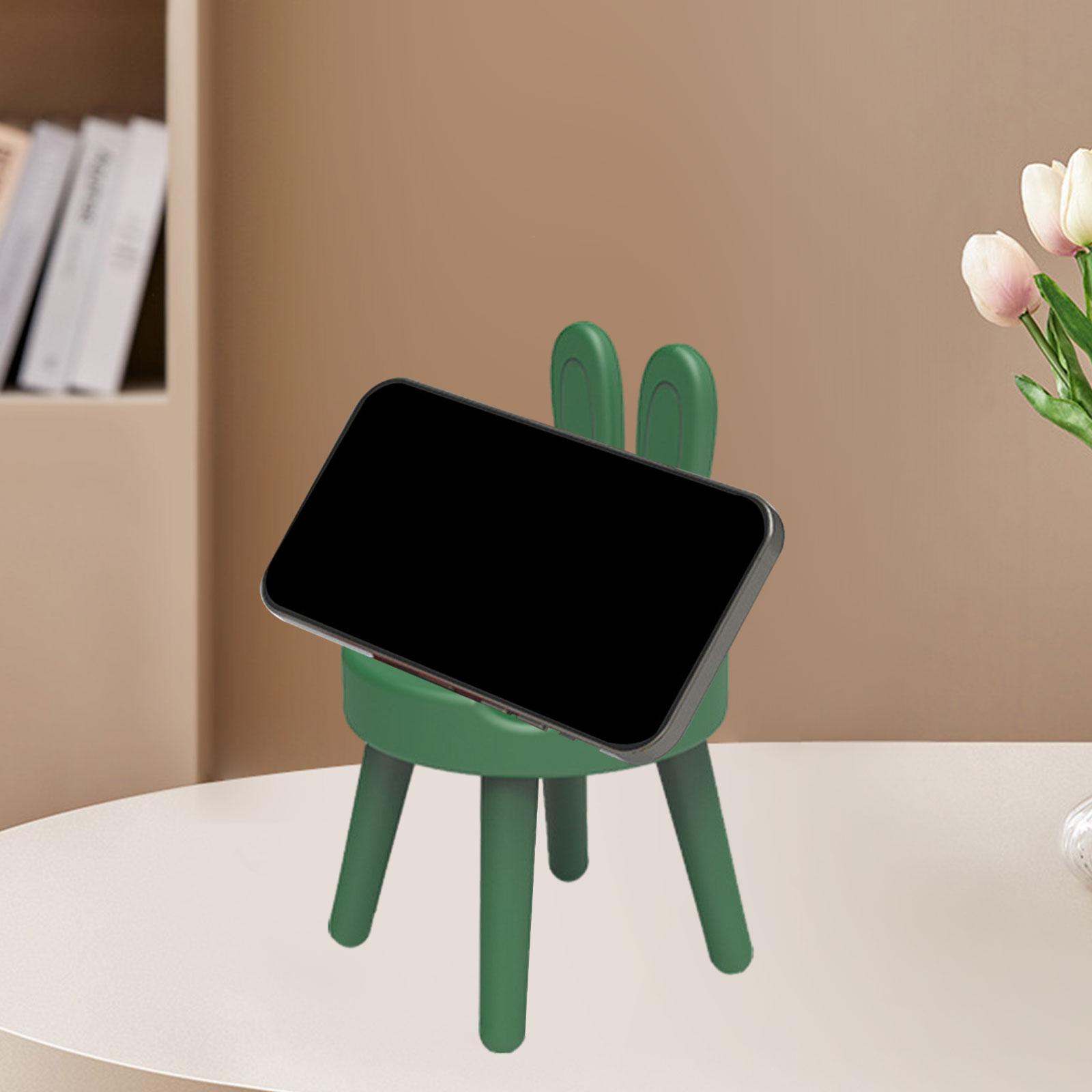 Desktop Phone Holder Chair Statue Miniature Figurine Funny Tabletop Ornament Green