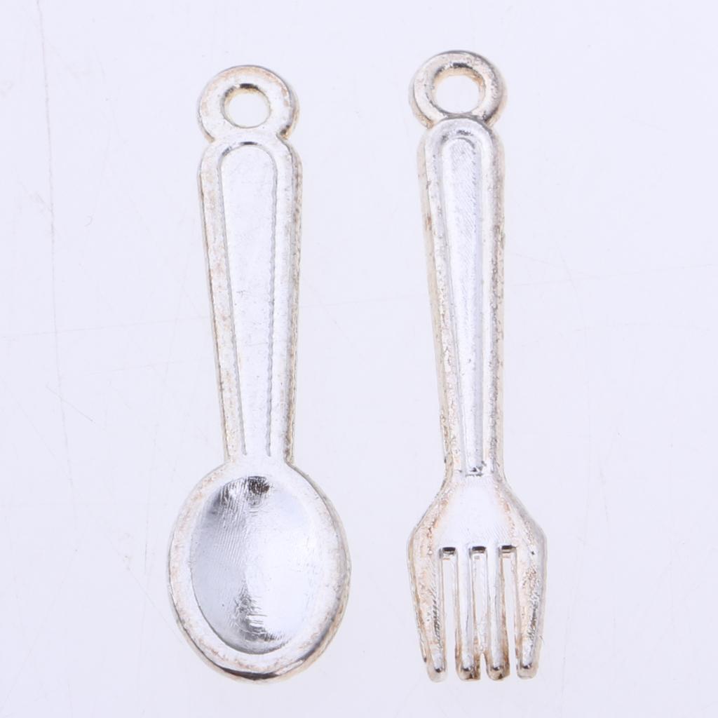 10pcs Kitchen Tableware Forks & Spoons 1:12 Dollhouse Miniature Accs Silver