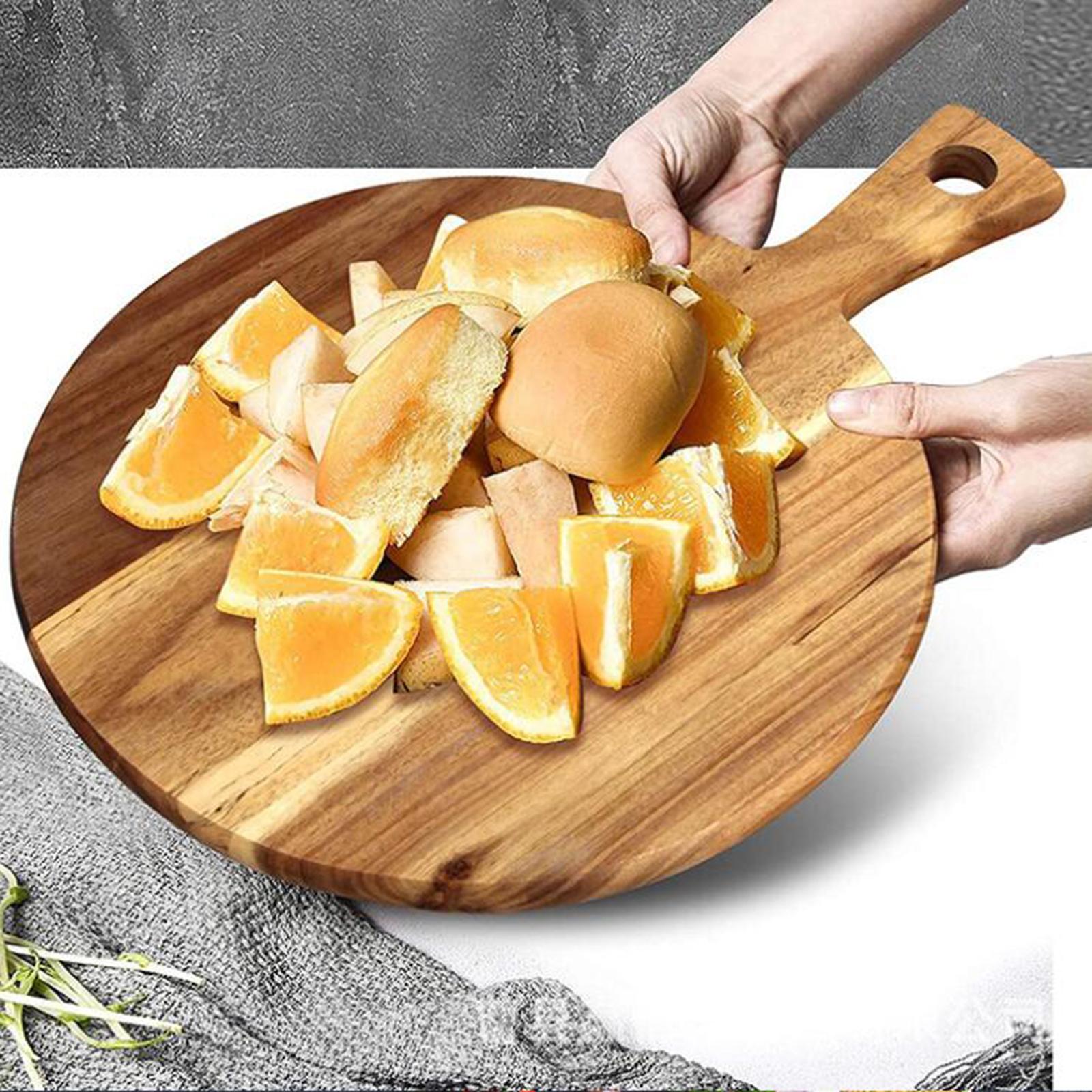 Wood Pizza Peel Oven Accessories Ergonomic 16inchx12inch Round Cutting Board