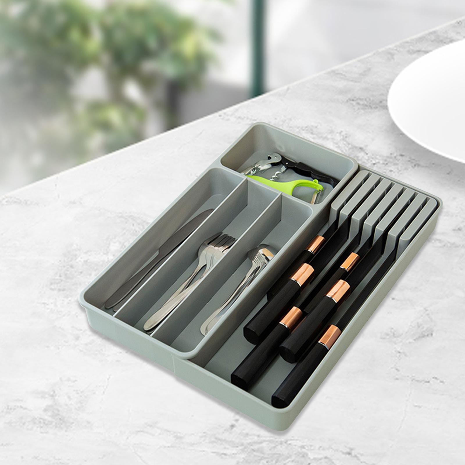 Kitchen Utensil Tray Expandable Large Capacity Portable Silverware Organizer