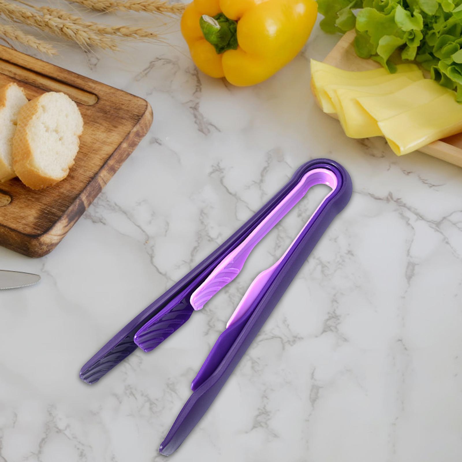 Serving Tongs Multifunction Kitchen Utensils Portable Food Holder Bread Clamp Purple