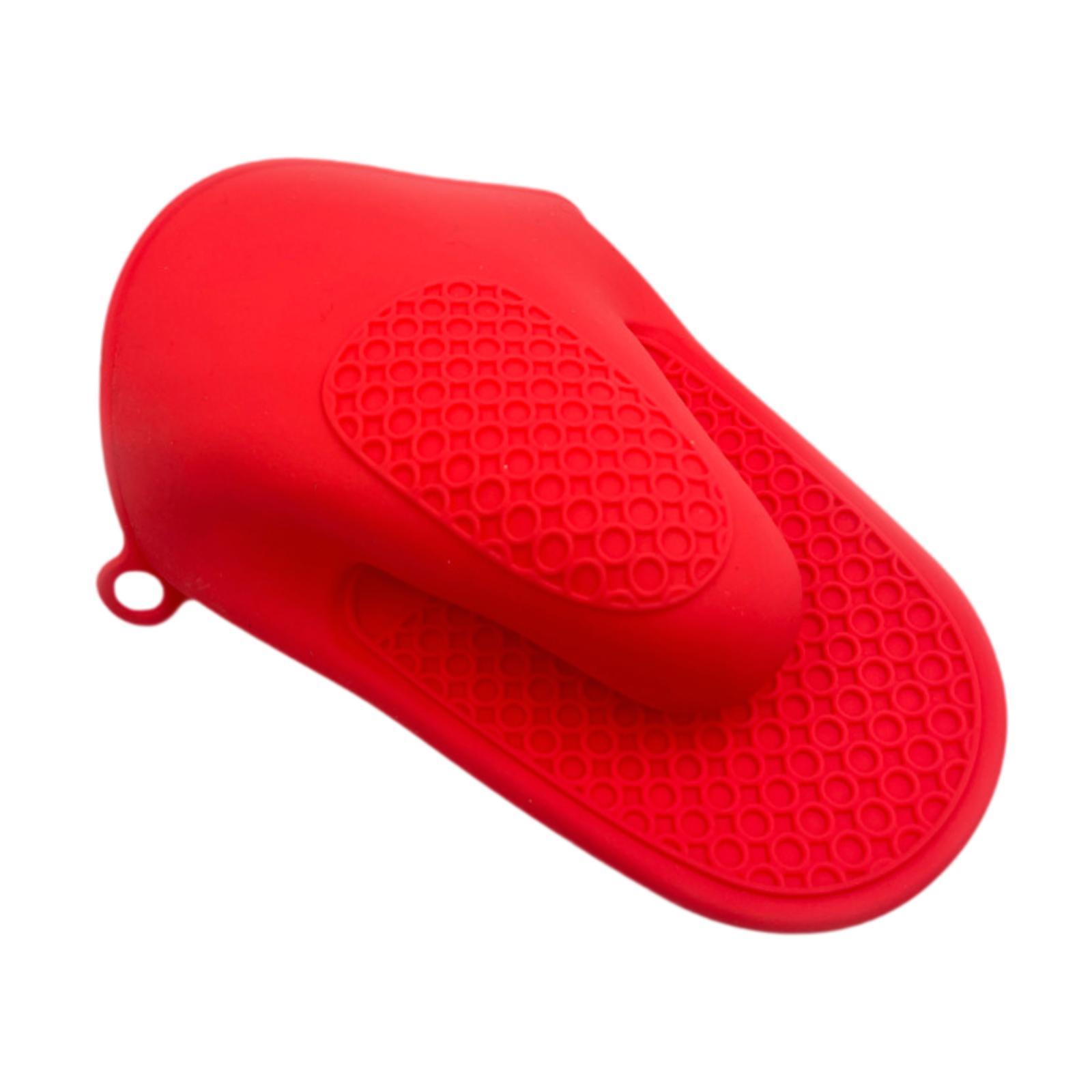 Silicone Oven Mitts Hanging Good Grip Pot Holders for Barbecue Baking Camping red