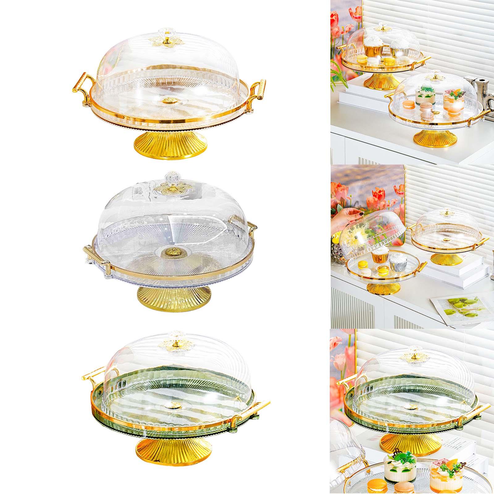 Cake Stand with Lid Footed Cake Plate Platter for Cookies Cupcake Cheesecake Light Yellow