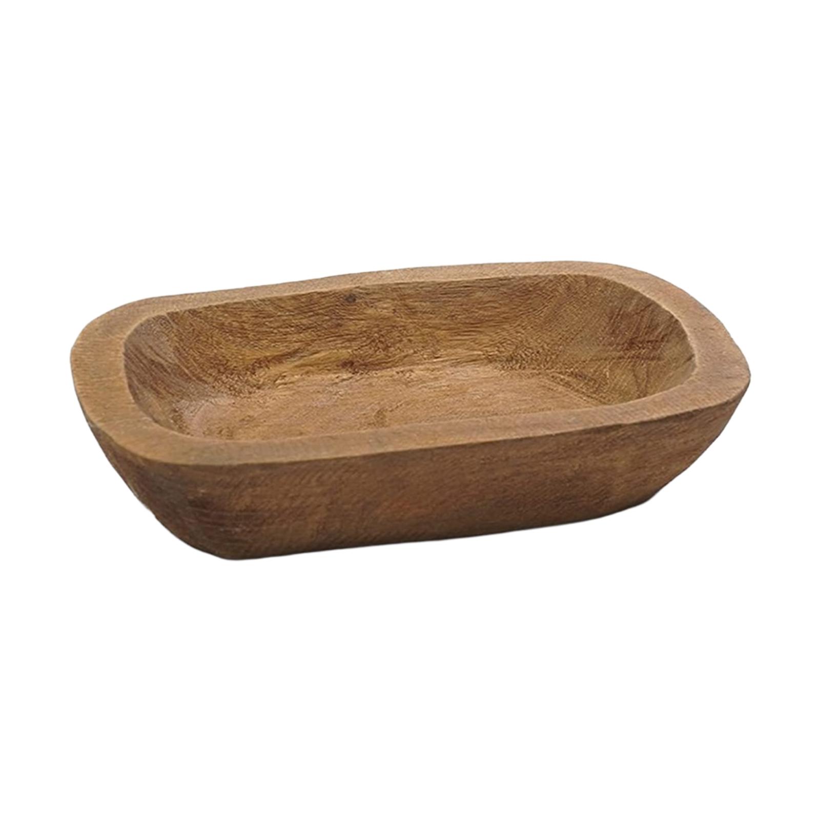 Dough Bowl for Candle Solid Wood Hand Carved for Bread