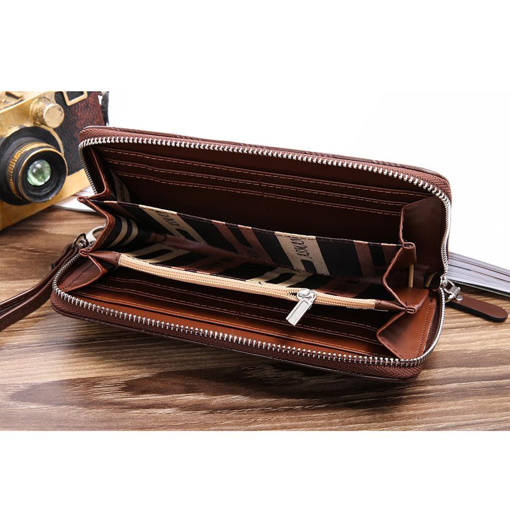 Leather Zip Around Wallet Clutch Wristlet Travel Long Purse Handbag for Men | eBay