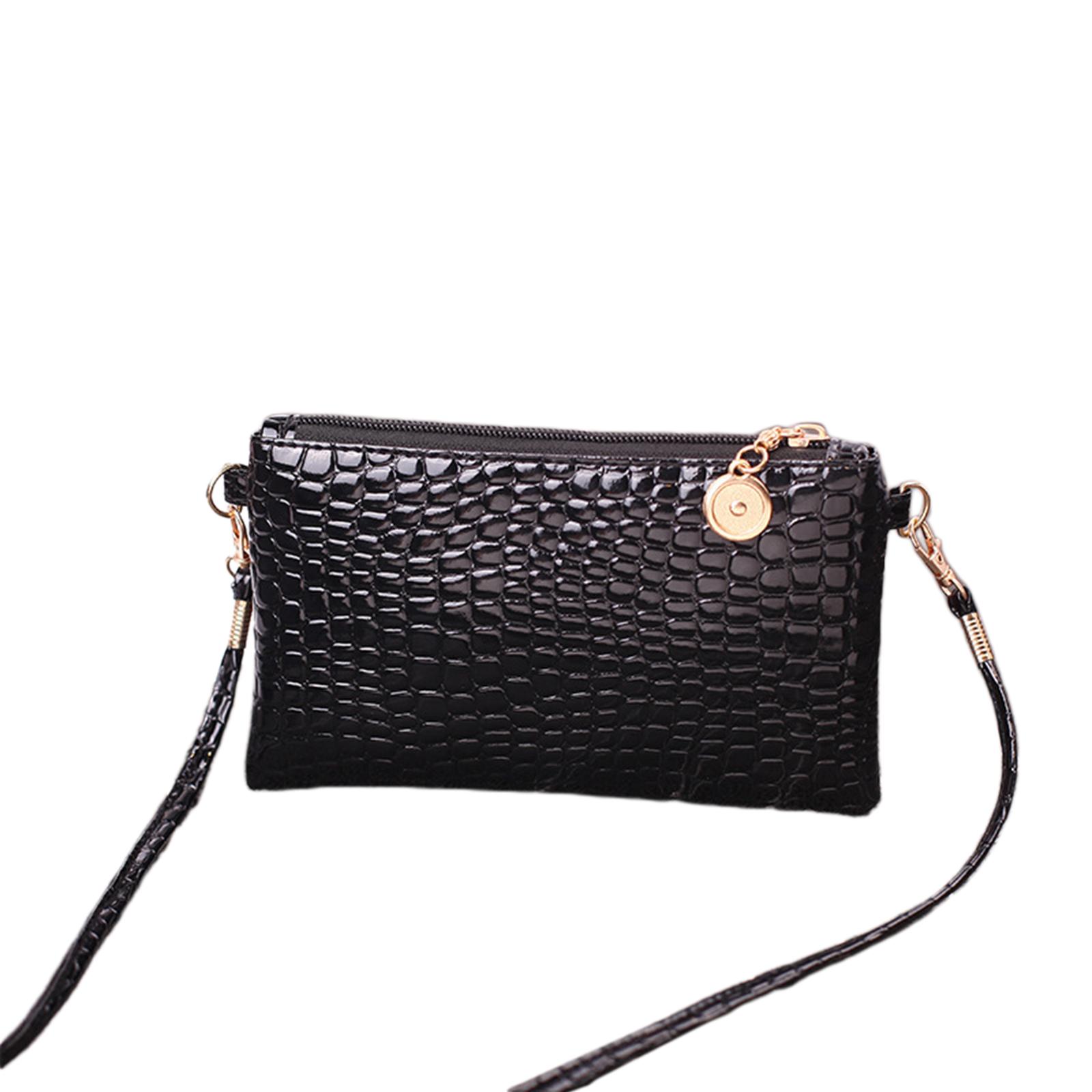 Women Crossbody Bag Small Shoulder Bag PU Leather Zipper Handbag Purse Black