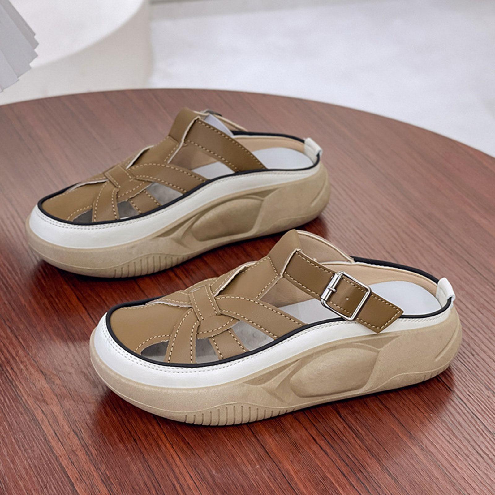 Women Sandals Casual Slippers Ladies Girls Thick Sole Pool Female for Travel 35 Camel