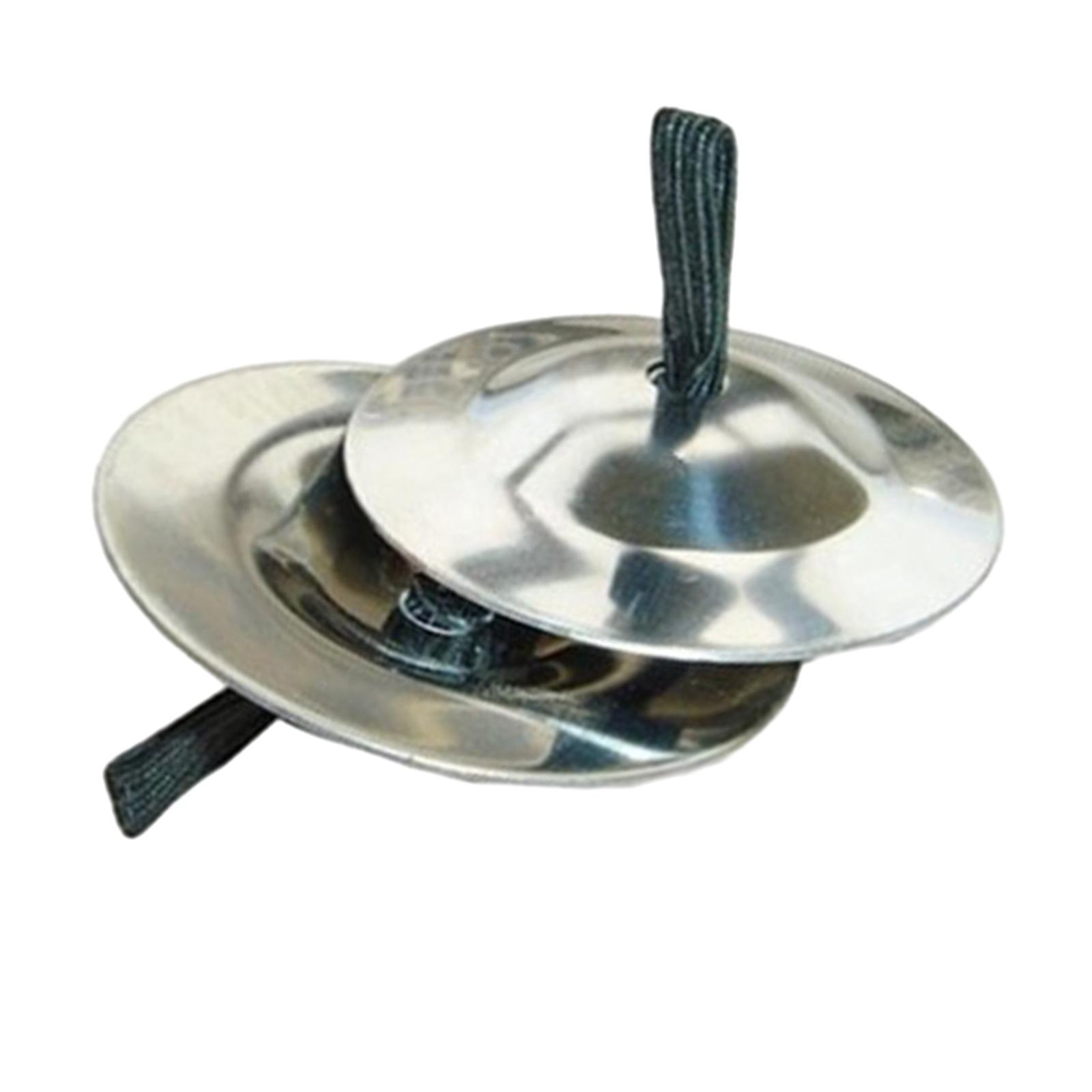 2 Pieces Finger Cymbals Kids Toy Percussion Instrument Mini Marching Cymbals Silver