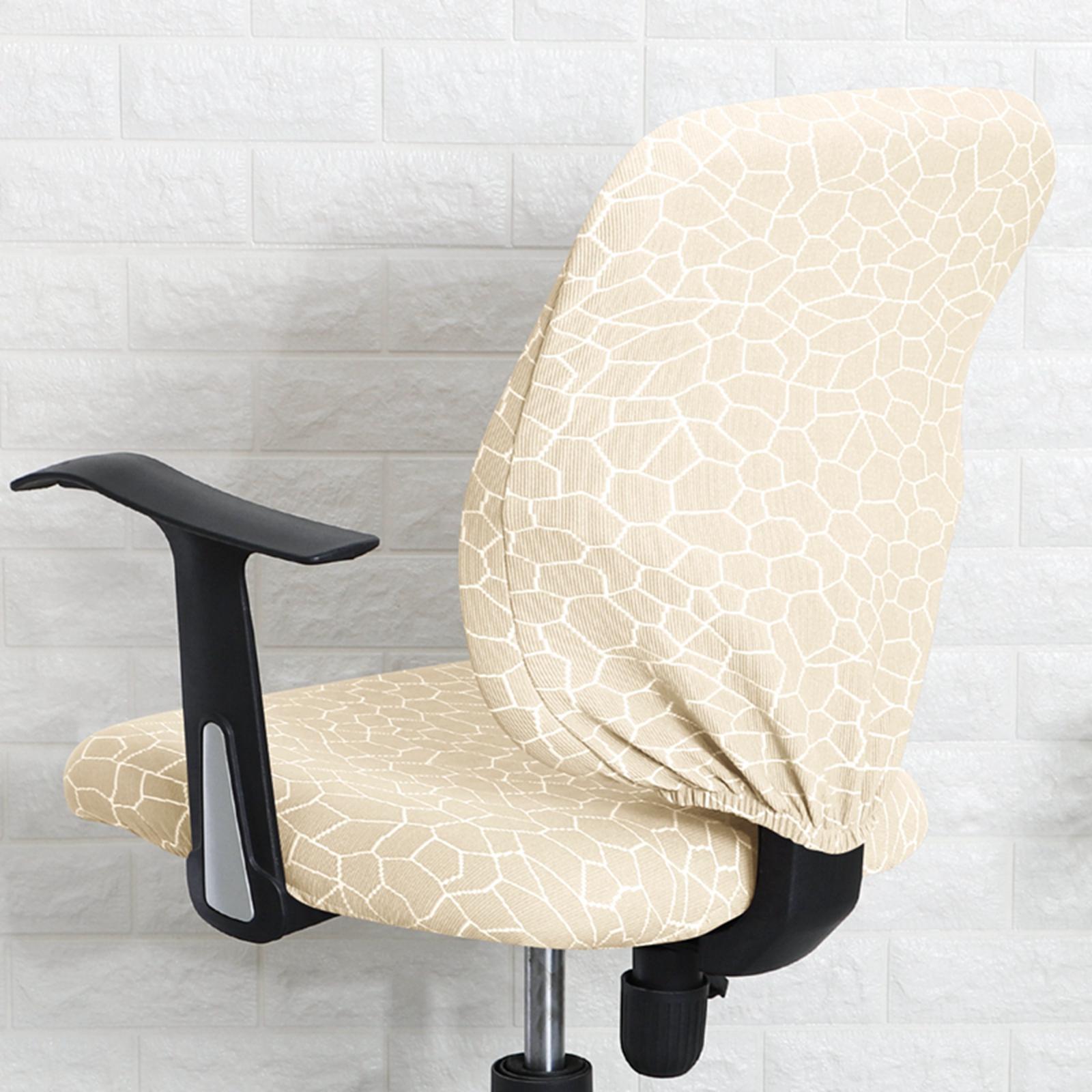 Split Office Chair Cover Slipcover Stretchable Polyester Universal Oilproof Beige