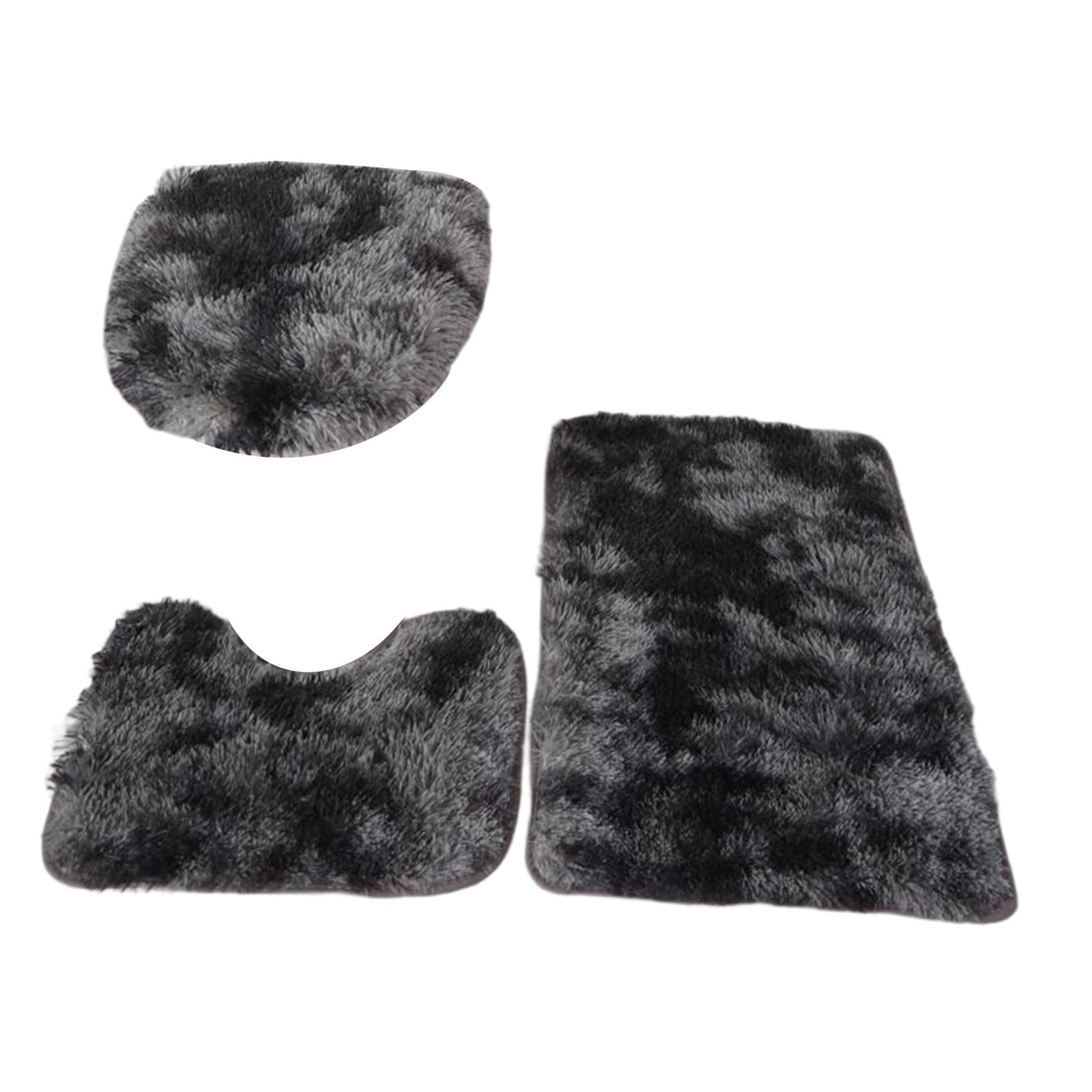 Bath Mats Set Black and Grey