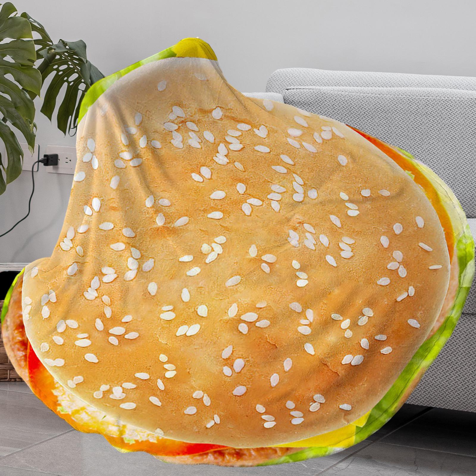 Flannel Blanket Funny Hamburger Blanket for Birthday Christmas Office Shawls 180cm