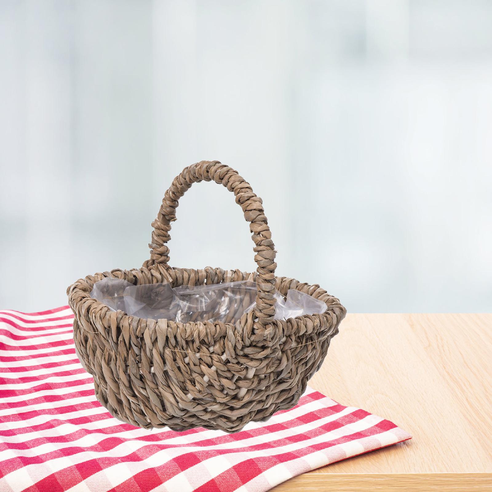 Wicker Picnic Basket Bins Hand Woven with Handle for Gardening Bedroom Beach