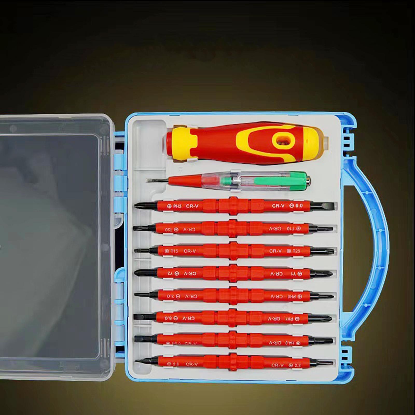 10Pcs Insulated Electrician Screwdriver Set Magnetic Bit for Home DIY Sturdy