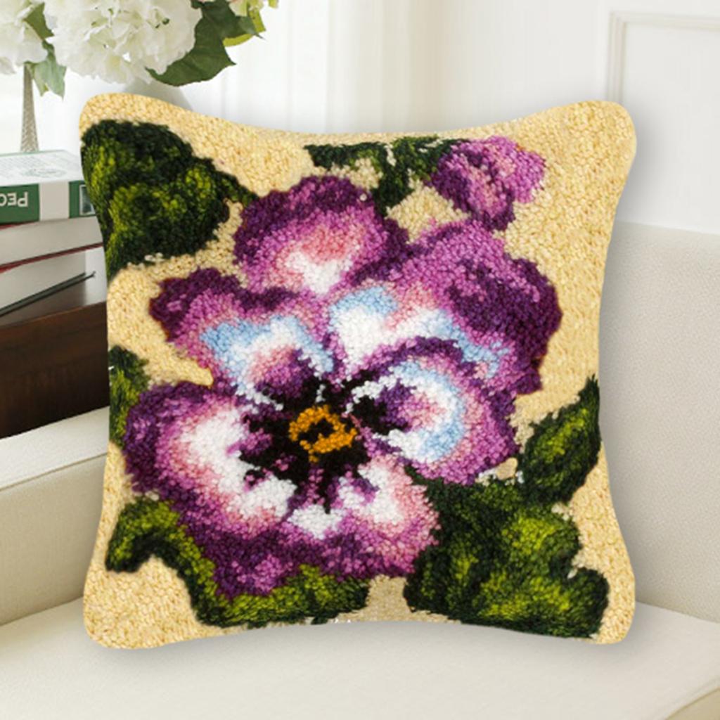 Flower Pattern Latch Hook Kits Pillow Case Cushion Cover 17x17'' Flower 6