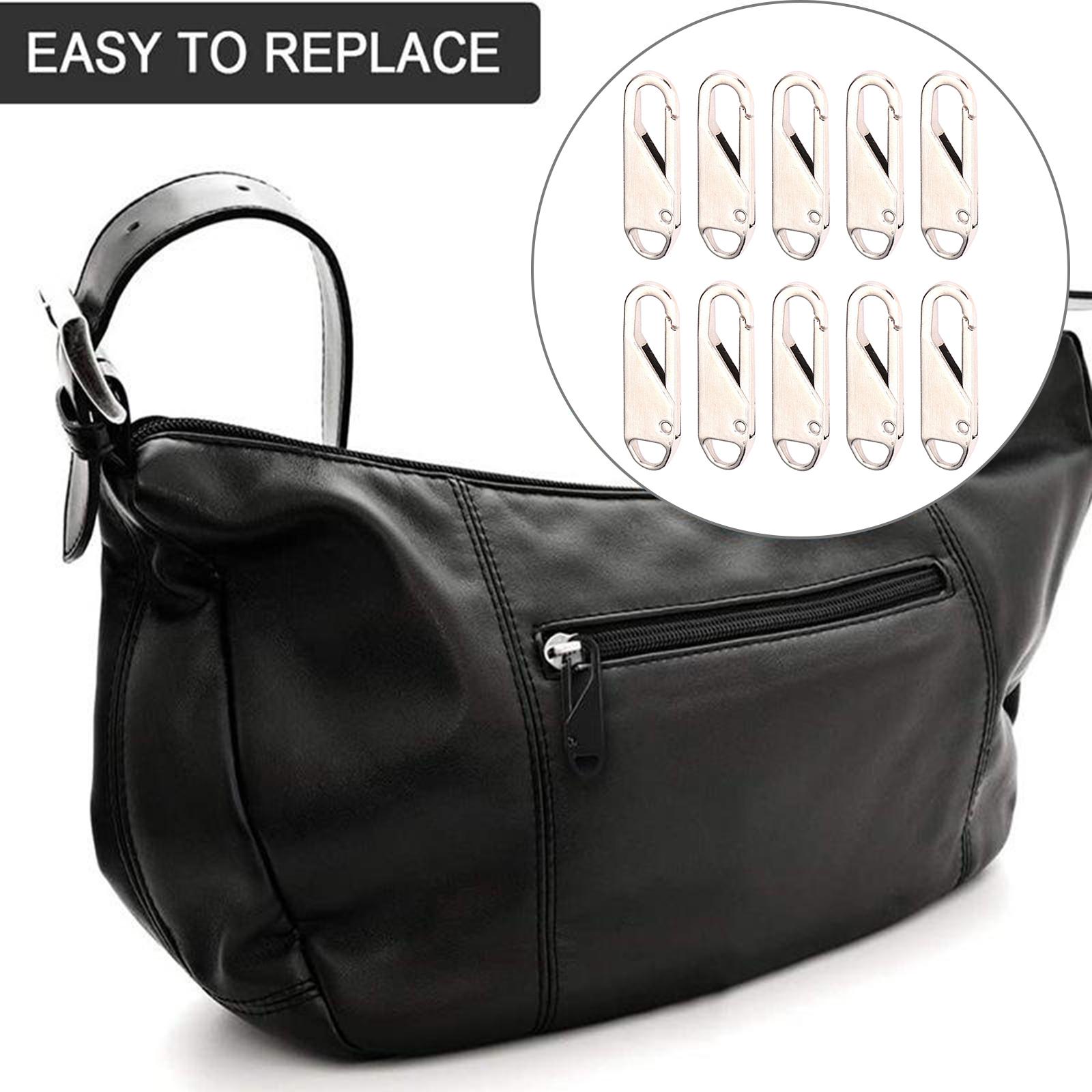 10 Pcs Zipper Pull Replacement Metal Zipper Gripper Fixer Tabs  Silver