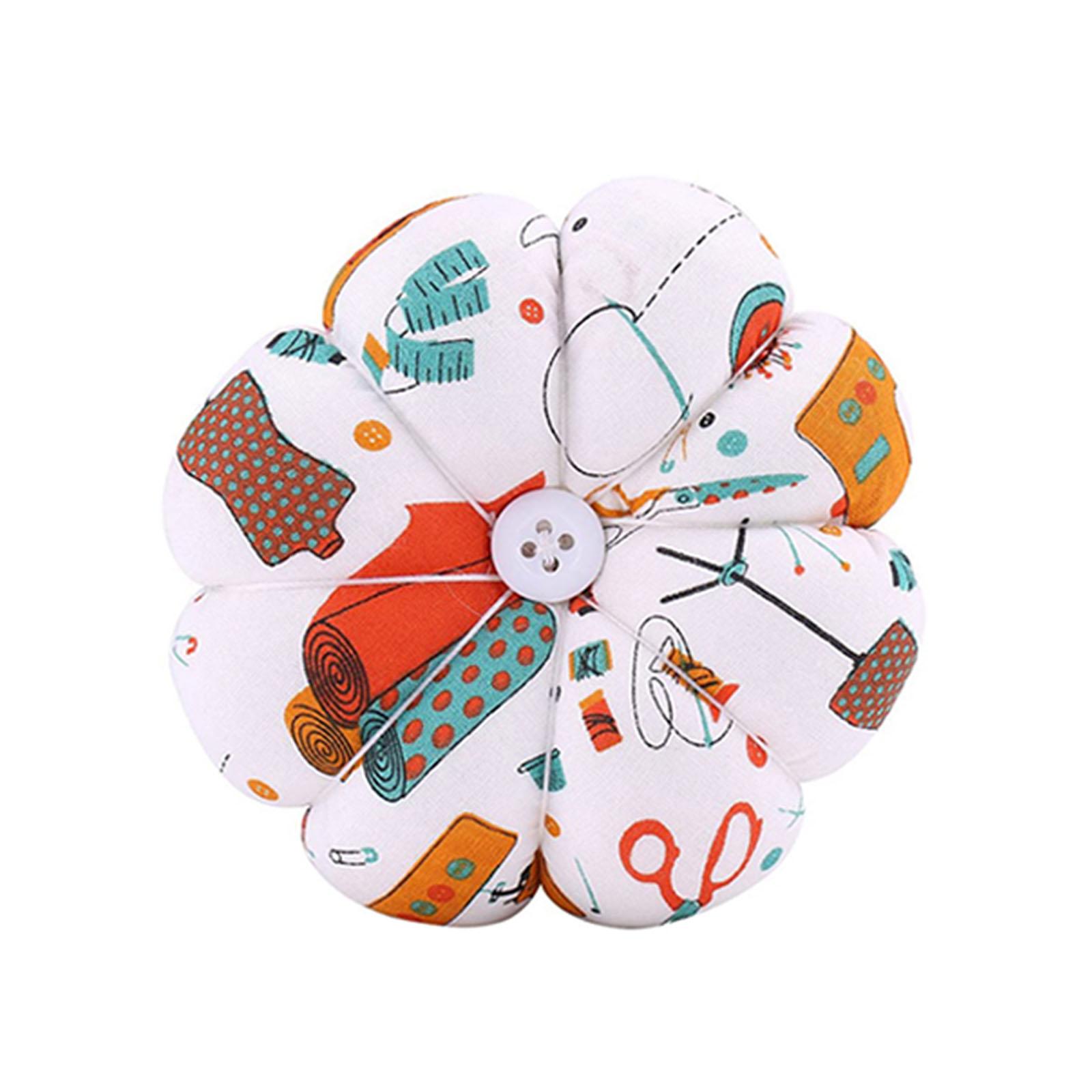 Pumpkin Shaped Pin Cushion Pins Holder for Handcraft Embroidery Stitching Orange