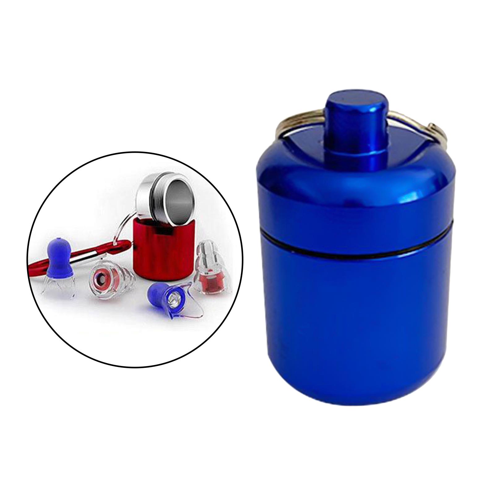 Waterproof Aluminum Pill Box Case Container Keychain Dark Blue