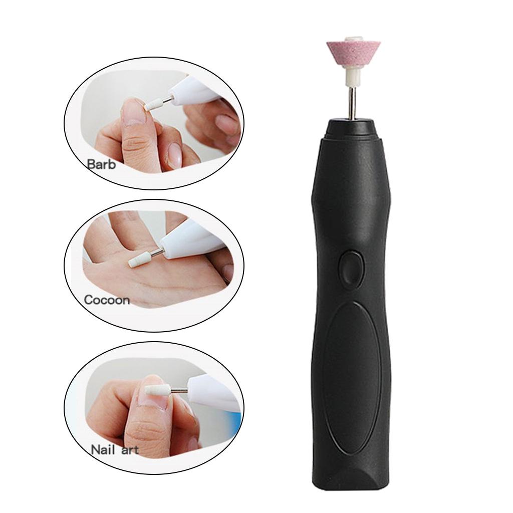 Electric Nail Drill Machine Manicure Shape Tools 3Pcs Nail Drill Bits Black