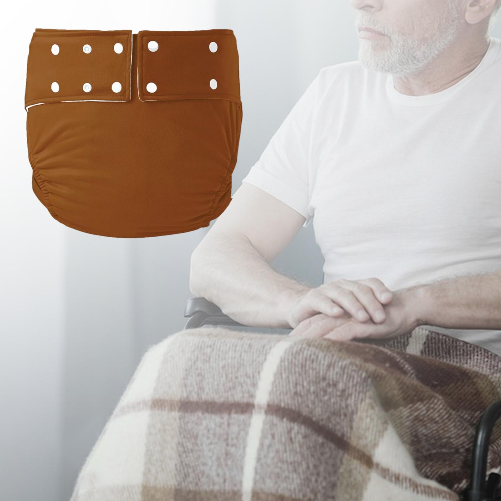Leakproof Adult Cloth Diapers Against Incontinence for Elderly Seniors Brown