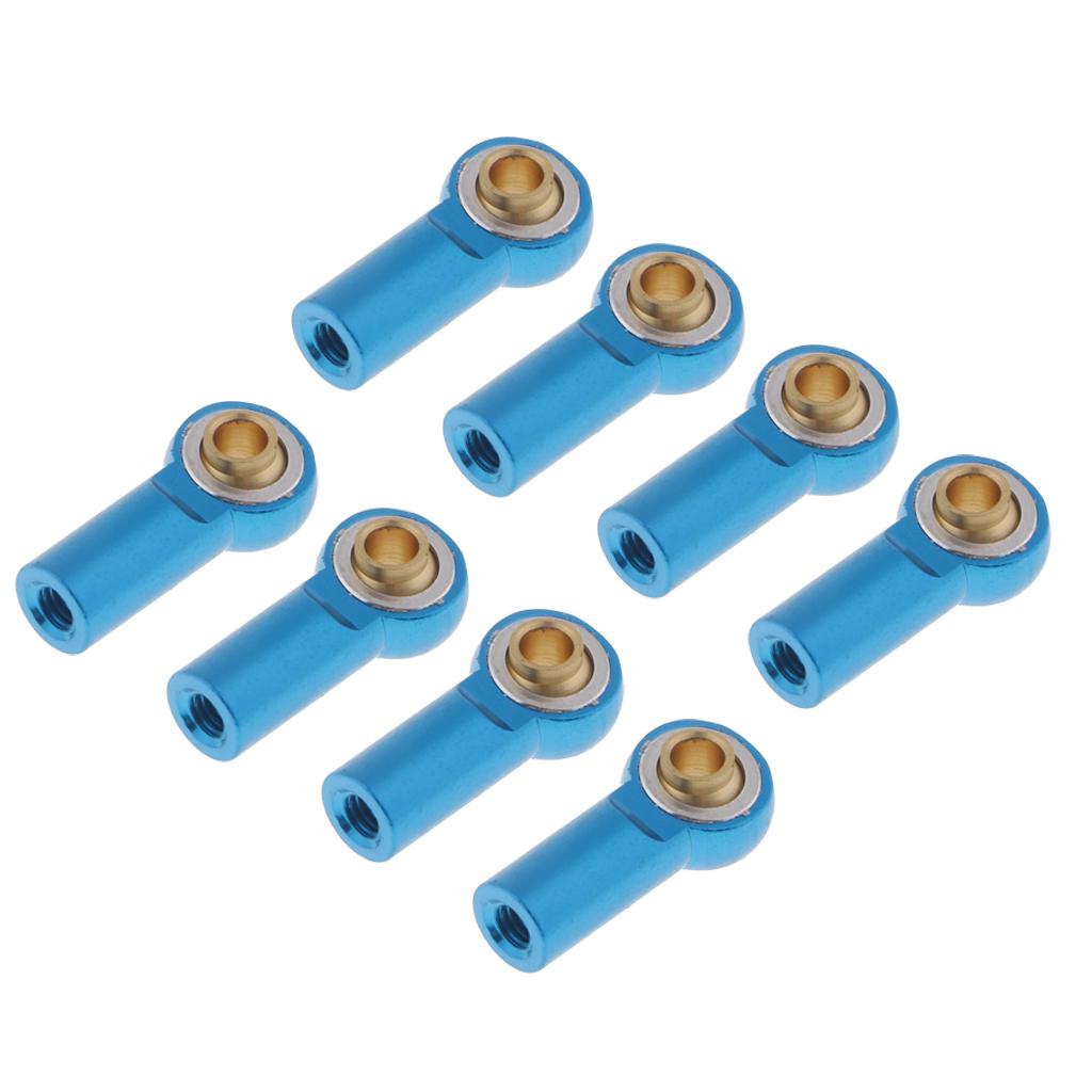 8 Pieces M3 Aluminum Link Rod End Ball Joint for 1/10 RC Car Parts Blue