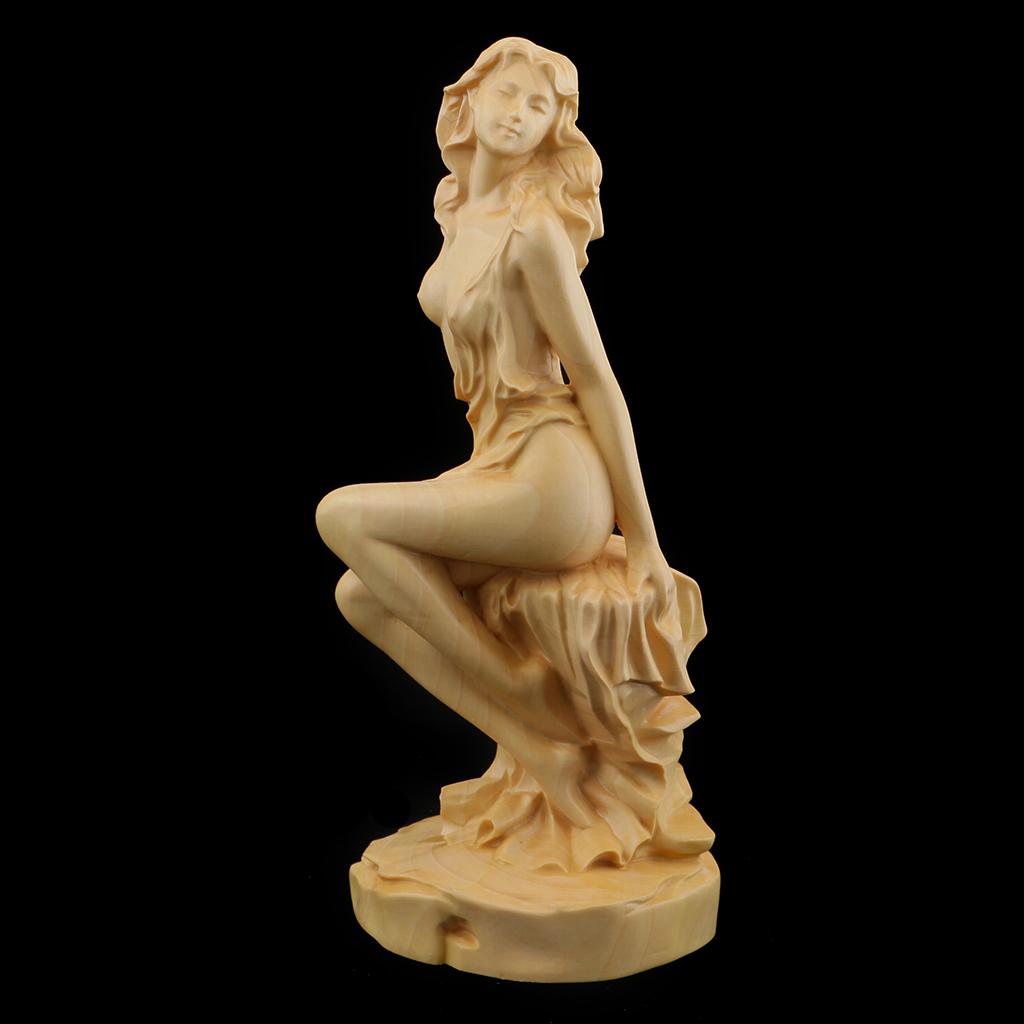Hand Carving Boxwood European Beauty Figurine Statue for Home Decoration DIY