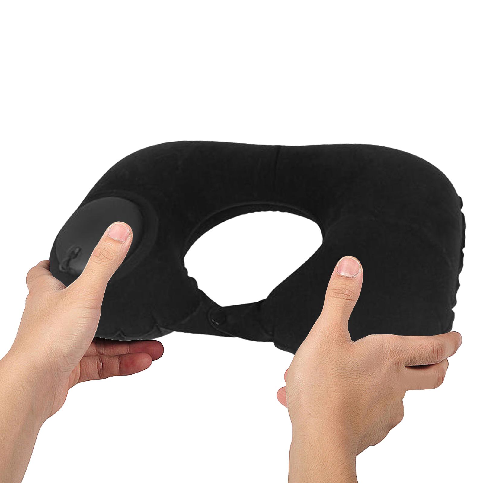 Travel Pillow Ergonomic Comfortable Foldable for Carry on Backpacking Office black U shape