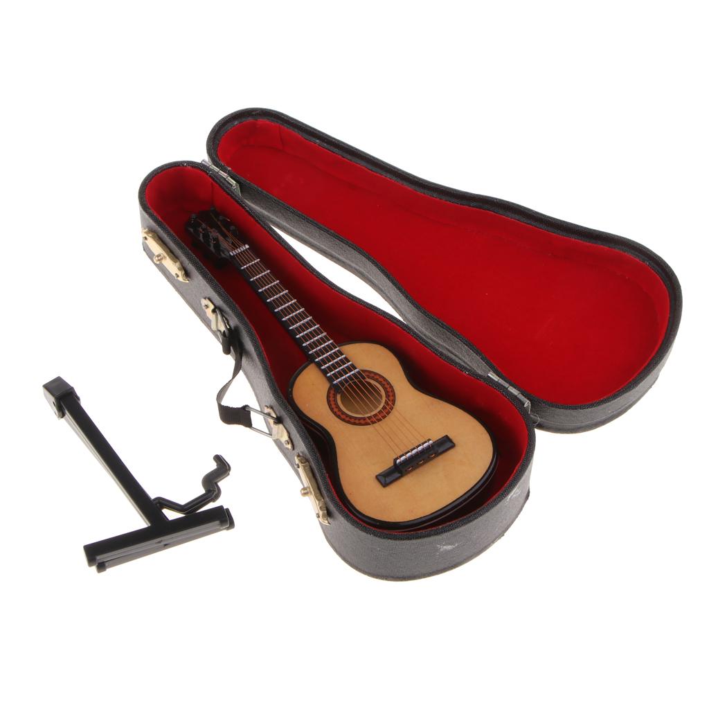Miniature Wooden Guitar Mini Musical Instrument  18cm 7.08in