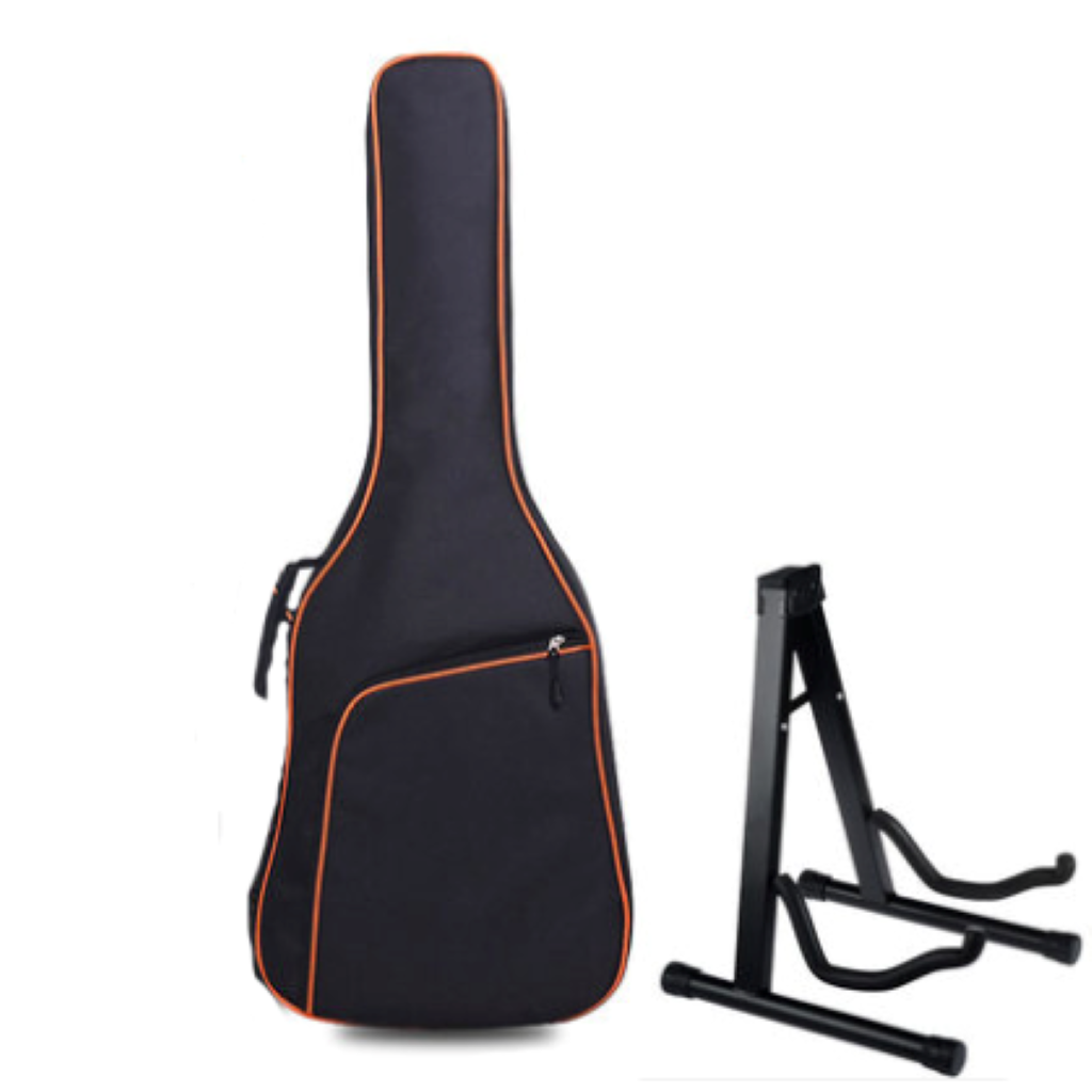 Oxford Cloth Guitar Backpack Double Shoulder 38 39inch Orange + Stand