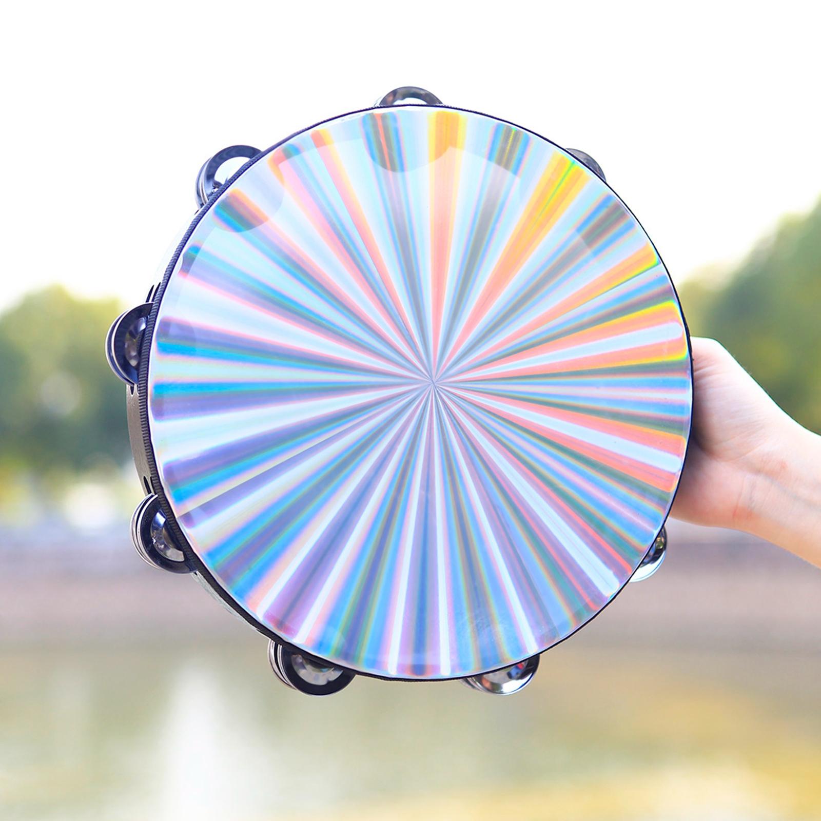 4xNew 10" Reflective Double Row Jingle Percussion Tambourine for Church Band