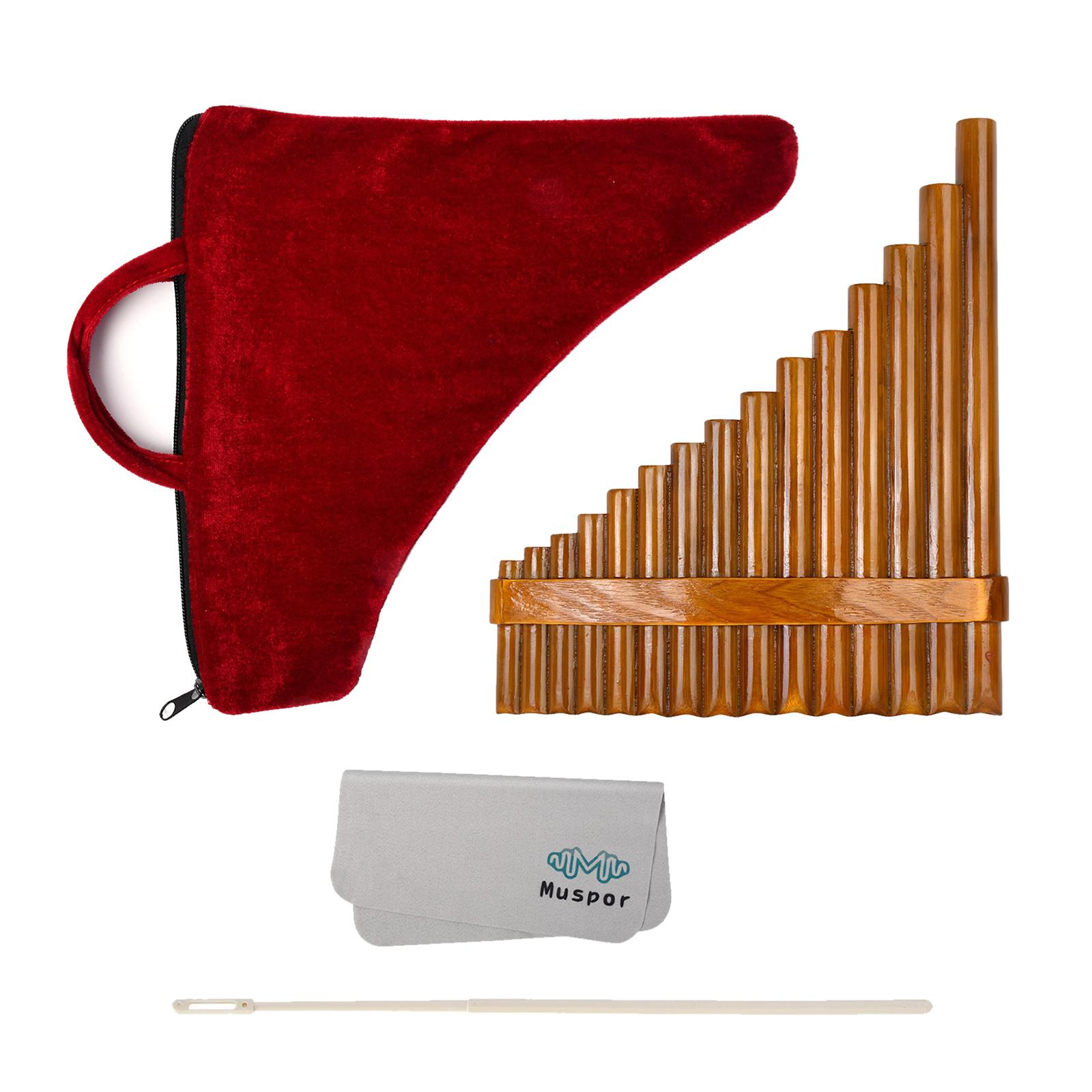 1Set Bamboo Pan Pipe Flute Woodwind G Key Instrument for Beginner Left-Hand