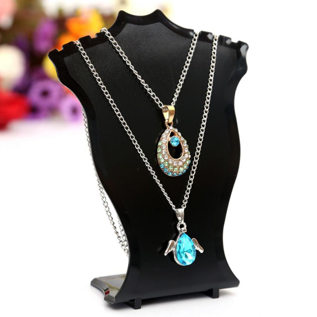 2xNecklace Jewelry Earrings Display Stand Organizer Easel Tower Black