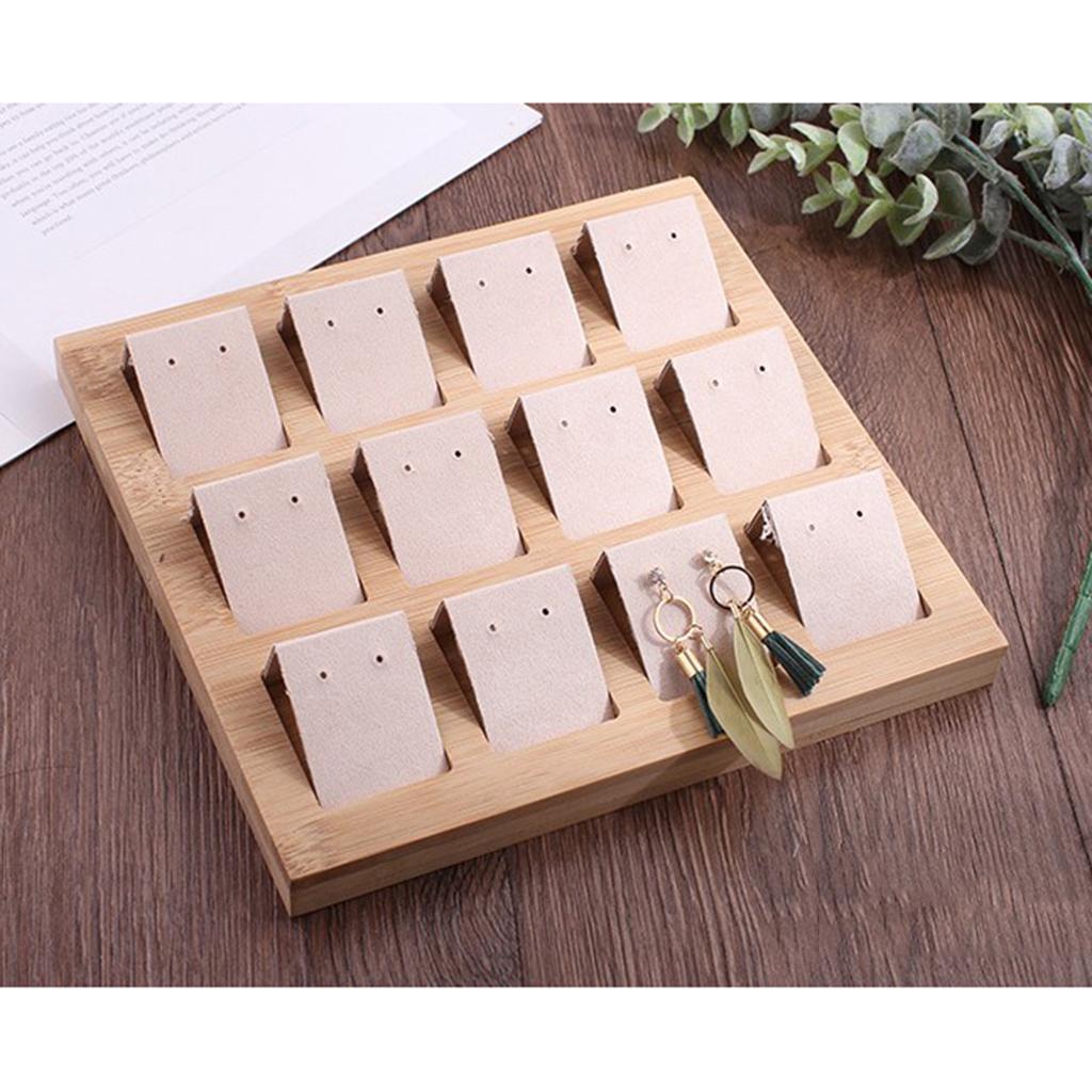 12pcs Jewelry Holder Earrings Display Paper Cards DIY with Wooden Tray eBay