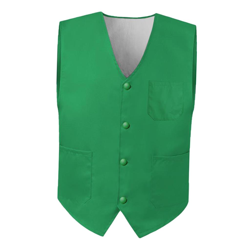 Unisex Safety Button Vest for Supermarket Volunteer Clerk Green-XL