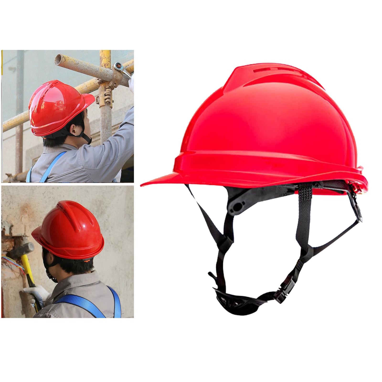 Safety Helmet Hat Construction Builder Adjustable Hard Hat Lightweight Red