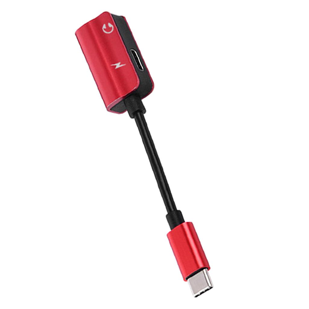 2-in-1 Type C to 3.5mm Headphone Jack Adaptor/Connector Charger,Earphone Aux Audio & Charge Adaptor For Motorola MotoZ,Letv Le Pro 3 Red
