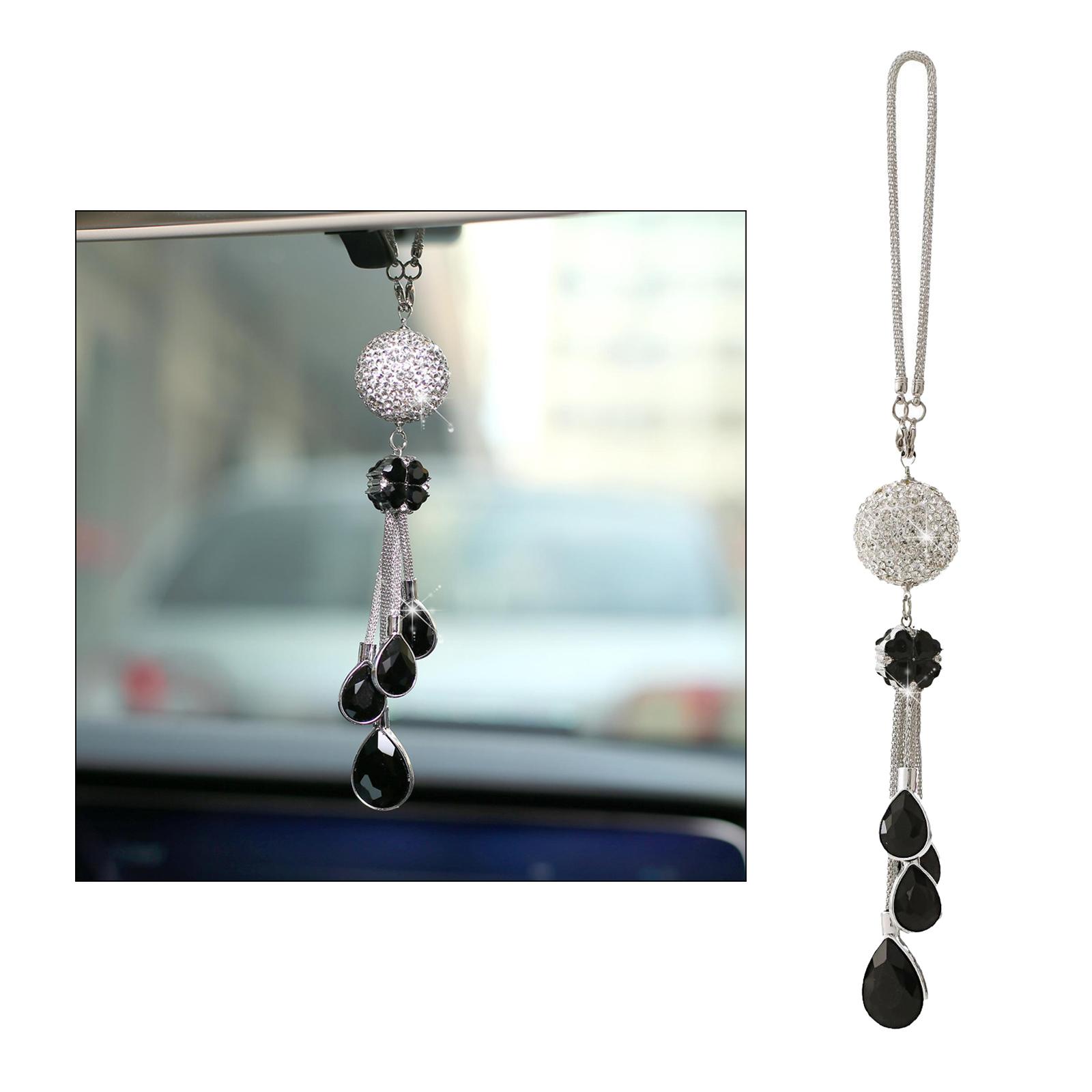 Bling Car Pendant Charms Rear View Mirror Hanging Ornament  Black